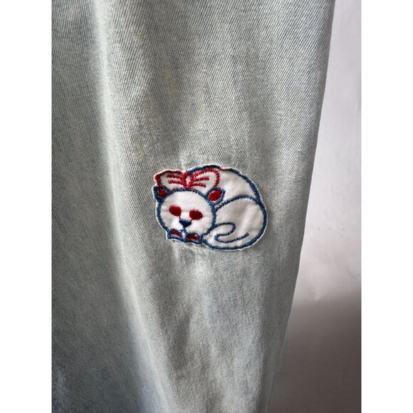 Vintage Oxmoor Light Wash Denim Pants Womens Size 9 Embroidered Hand Patch Wide - Picture 8 of 16